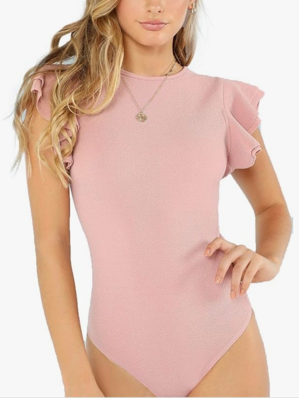 Pink Flutter Sleeve Bodysuit